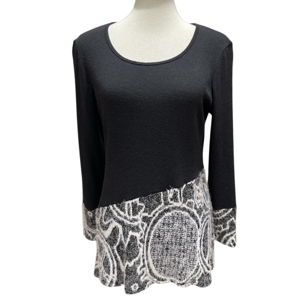 Sophie A Womens Mixed Media Sweater Top Size S